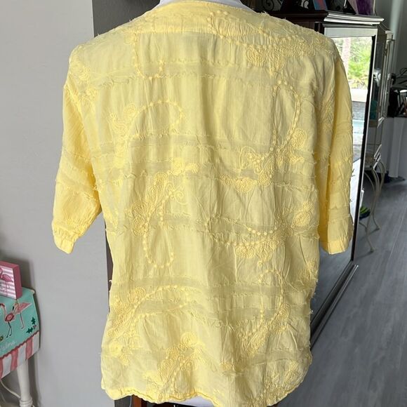 Cottonseed Vintage Button Front Embroidered with Frayed look Oversized USA SZ M - Picture 5 of 7